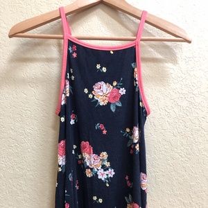 Justice Navy Floral Halter Tank Top